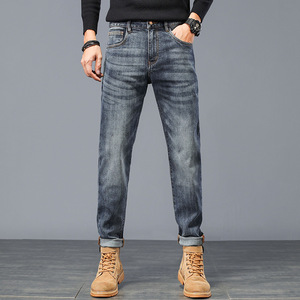 Jean en denim coupe droite pour homme, style décontracté chic, imprimé, pour le printemps, pantalon de travail tendance de marque - Product Image 5