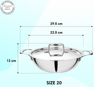 Premium Triply Kadhai 28 Cm 304 Grade Stainless Steel Heavy Duty <b>Pan</b> For Frying Sauteing Curries And Everyday Cooking - Product Image 5