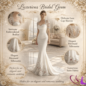 Elegant White Mermaid <b>Wedding</b> Gown | Off Shoulder Lace Sleeve Fitted Bridal <b>Dress</b> With Embroidered Train Premium Designer Wear - Product Image 5