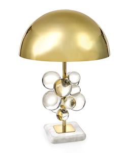 โคมไฟตั้งโต๊ะข้างเตียงทองเหลืองแท้เคลือบทองโบราณ โคมไฟตกแต่งบ้านและโรงแรมสไตล์คลาสสิก - Product Image 1