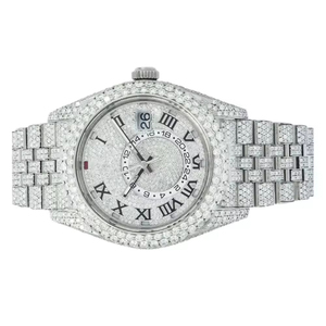 Montre unisexe de luxe classique à quartz, en acier inoxydable, avec cadran carré en or blanc et moissanite VVS, 41 mm, étanche - Product Image 3