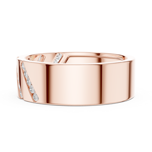 Bague de mariage pour homme en or rose avec diamants de laboratoire, sertie de plusieurs rangées de diamants ronds, design de luxe - Product Image 3