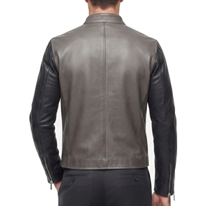 Veste en cuir de vachette véritable pour homme, style décontracté, veste de motard, manteau en cuir avec poche poitrine pour homme - Product Image 2