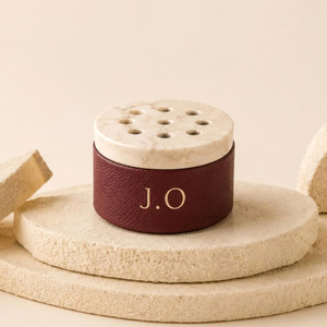 Quemador de Incienso de Madera Lujoso con Interior Metálico Dorado y Base de Cuero Rosado Sofisticada, Elegante Decoración para el Hogar con Fragancia - Product Image 6