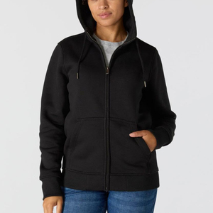 Sweat-shirt à capuche zippé intégral personnalisé pour femme, en molleton de coton épais, couleur unie, décontracté, à manches longues, pour l'extérieur, vente en gros - Product Image 4