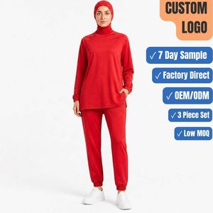 Muslim 260GSM 3 Piece Modest Jogger Set Performance Hijab <b>Raglan</b> <b>Top</b> OEM ODM Wholesale - Product Image 1