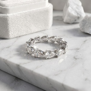 4.80CTW Lab Grown Pear Cut Prong <b>Set</b> for Certified <b>Gold</b> Plated Luxury Eternity <b>Ring</b> - Product Image 2