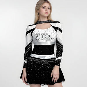 Tenues de cheerleading personnalisées pour écolières, avec logo, impression de lettres, col rond, manches longues, uniformes de cheerleading de haute qualité - Product Image 2