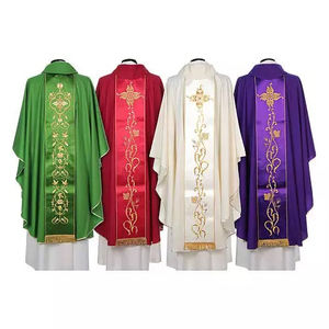 Vêtements liturgiques imprimés : Chasuble et étole, Robe de prêtre chrétien, Soutanes longues pour hommes, Costume de prêtre, Vêtements de prière, Vêtements de clergé (Évêque, Doctoral) - Product Image 6