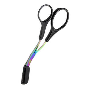 Peine antideslizante ceja recortadora tijeras para Mujeres Hombres negro ceja recortadora tijera inoxidable ceja tijeras - Product Image 2