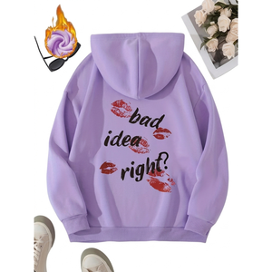 Sweat-shirt court à demi-zip pour femme, design personnalisé, tendance, en polaire, avec col et capuche - Product Image 1
