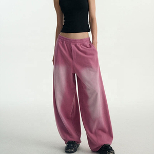 กางเกงวอร์มทรงหลวมสไตล์วินเทจแบบย้อมสีเอซิดสำหรับผู้หญิง ไซส์ใหญ่พิเศษ รับผลิตตามสั่ง ราคาขายส่ง OEM - Product Image 5