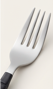 Minimalist Metal Flatware Set Spoon Fork <b>Knife</b> With Black Forged Handle Dishwasher <b>Safe</b> For Camping Use - Product Image 3