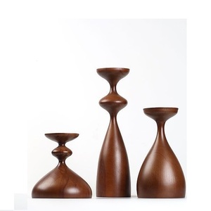 Nordic Abstract Sculptural Wood <b>Candle</b> Stand Artistic Hand-Carved Pillar Holder <b>Set</b> for Boho Minimalist Living Room - Product Image 6