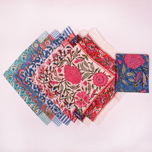 Pañuelo de algodón estampado a mano con diseño floral vintage, hecho en India, ecológico, regalo para mujeres adultas - Product Image 2