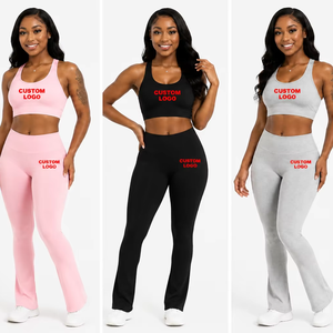 Custom Top Quality 2 Piece Fitness Fitness Workout Set <b>Flare</b> <b>Leggings</b> Bra Yoga Set Activewear Sports Women Wear Yoga Set - Product Image 1