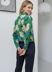 Camisa extragrande de corte largo para mujer, estilo coreano, informal, con botones, tipo túnica - Product Image 3