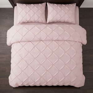 Ensemble de housse de couette Rose Pintuck 3 pièces 100% coton t-150 pour toutes les saisons, usage domestique, style simple - Product Image 5