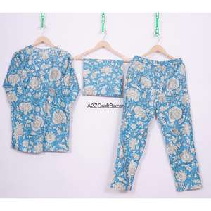 Conjunto de pijamas de mujer con cuello en V y manga larga, 100% algodón puro, hecho a mano, para primavera y verano, conjunto de ropa para el hogar - Product Image 6