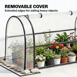 Jardinera Elevada de Metal Negro con Cubierta Abatible Tipo Invernadero, Patas y Orificio de Drenaje, Fácil de Usar - Product Image 5