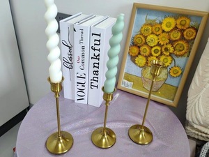 ILAHI's Vintage <b>Brass</b> Handmade Tapered <b>Candlestick</b> <b>Holder</b> Embossing Printing Design 1 Color High Quality Heat Resistant - Product Image 5