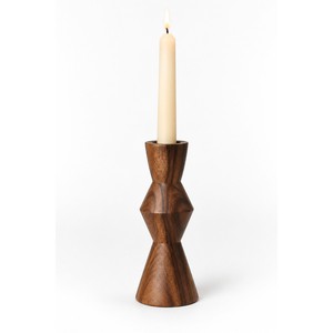 Porte-bougie en bois d'acacia artisanal en gros |   Conception Taper Trio - Product Image 1