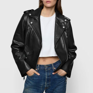 Chaqueta de Cuero para Mujer, Estilo Pakistaní, Color Negro, Talla Grande, para Invierno y Primavera - Product Image 1