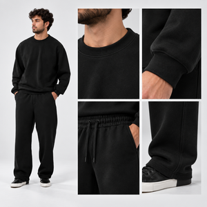 HAND MARICLES Survêtement d'hiver à capuche pour homme, 100% Coton épais, style Streetwear, Sweat-shirt et pantalon de jogging, Séchage rapide, Cordon de serrage - Product Image 6