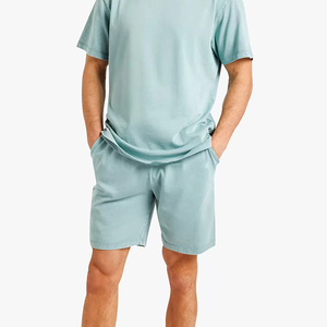 Custom Sportswear Men's Letter Pattern Stand <b>Collar</b> <b>T</b>-<b>Shirt</b> Shorts Set 100% Cotton 220 GSM Knitted Breathable Eco-Friendly - Product Image 2