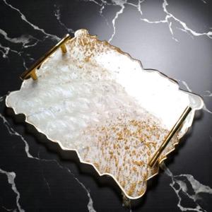 Plateau en résine époxy écologique modelé à la main, design océan, poignées, design classique, passe au lave-vaisselle, compartiment unique pour la maison - Product Image 1