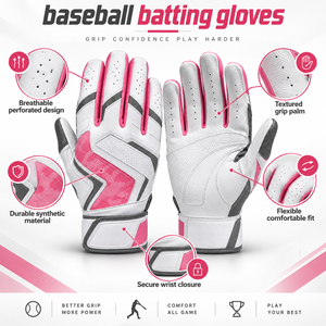 Gants de frappe de baseball pour hommes, forte adhérence, ajustement flexible, matériau respirant, équipement de sport confortable et protecteur - Product Image 6