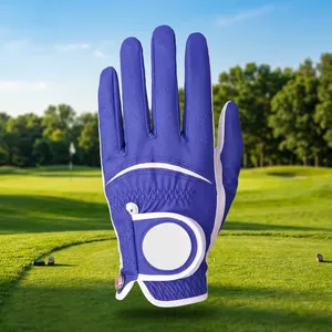 Guante de Golf de Cuero Cabarita Blanco y Azul para Mano Derecha, Palma Antideslizante de Cuero PU, Cierre a Presión Unisex, Guante Deportivo - Product Image 5