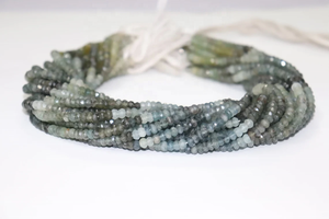 Cuentas Rondelle facetadas de Aguamarina de musgo natural Color aguamarina con acabado brillante - Product Image 2