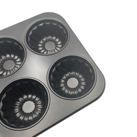 Moule à muffins antiadhésif 6 tasses en acier au carbone en forme de fleur pour grille-pain four moule à gâteau à dégagement facile outils de dessert
