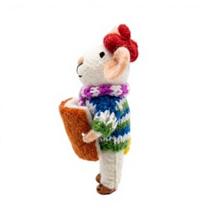 Handmade Eco-Friendly Traditional White <b>Felt</b> Mouse <b>Christmas</b> <b>Ornament</b> Animal Decor Wall Hanging Small Indoor Certified Wool - Product Image 3