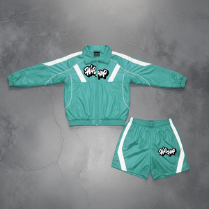 ZSSM Custom Two Piece Splice Short <b>Jacket</b> Set <b>Zip</b> <b>up</b> <b>Jacket</b> Sweatsuit and Nylon Sweat Pants Shorts Tracksuit for Men - Product Image 3