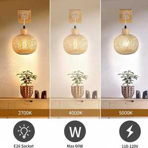 Handwoven Bamboo <b>Wall</b> Lamp Boho Rattan <b>Sconce</b> Natural Woven <b>Wall</b> <b>Light</b> Home Decor Supplier Manufacturer - Product Image 5