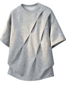 Camiseta informal de hip hop para hombre, talla grande, 260g, 100% algodón, cuello redondo, fabricada en Bangladesh. - Product Image 2