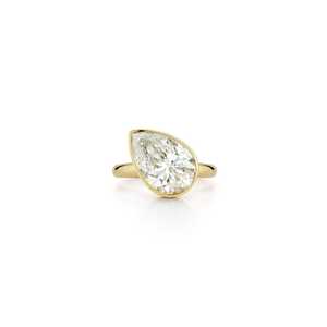 Anillos de compromiso de diamantes de 3.5 quilates, oro macizo de 14k, solitario, corte pera, engaste de bisel, joyería fina moderna para boda y uso diario - Product Image 3