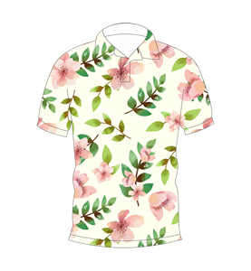 Mens <b>Cherry</b> Blossom Floral Print Polo Shirt Summer Short Sleeve Casual Collared Button <b>Top</b> Breathable Lightweight Tee - Product Image 4