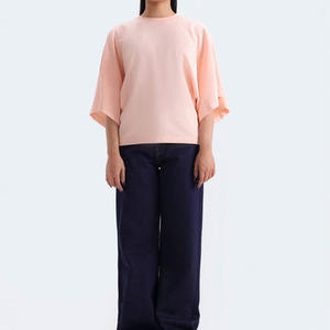 Camisetas para Mujer al Por Mayor con MOQ Bajo, Fabricadas en Pakistán, Camiseta Holgada Rosa con Mangas Anchas, Camiseta Oversize Rosa Suave - Product Image 5