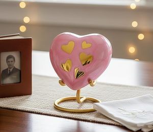 Handmade <b>Ceramic</b> Teardrop Pet Urn Pink Heart Design for <b>Dogs</b> Durable Memorial Casket - Product Image 5