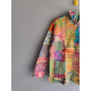 Veste courte matelassée réversible pour femme, imprimé floral, en coton respirant, idéale pour l'automne, l'hiver et le printemps – Cadeau - Product Image 2