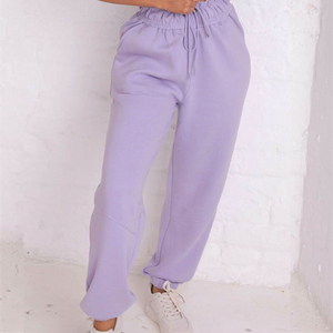 Custom <b>Women's</b> Jogger Sweatpants High Waist Drawstring Elastic Cuff <b>Loose</b> Fit Ankle-Length <b>Trouser</b> Solid Color Side Pockets - Product Image 3