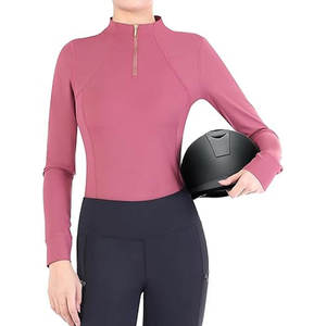 <b>Long</b> <b>Sleeve</b> Luxury <b>Base</b> <b>Layer</b> Stretchy Skinny Women Horse Riding Equestrian Clothing Rider Competition Show Zipper <b>Base</b> <b>Layers</b> - Product Image 1