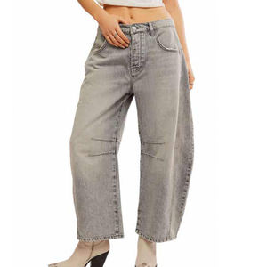 Jeans Cargo de Mezclilla Transpirable para Mujer, Estilo Urbano, con Bordado, 100% Algodón - Product Image 2