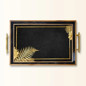 Bandeja Rectangular Metálica con Incrustaciones Doradas y Diseño de Helecho, Moderna y de Lujo, Duradera para Fiestas y Ocasiones Especiales - Product Image 5