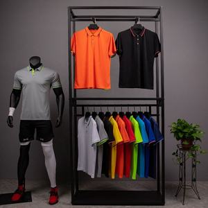 Chemise piqué rouge à manches courtes pour homme, coupe classique, bordure contrastante, couleur unie, tissu tricoté, motif numérique sur le devant, séchage rapide - Product Image 5