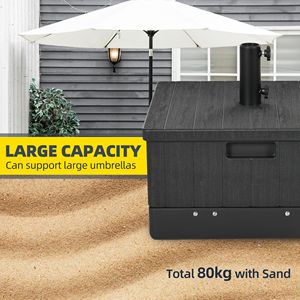 Supporto per Ombrellone da Esterno 3-in-1 con Tavolino, Fioriera e Drenaggio, Telaio in Acciaio e Ruote con Maniglie - Product Image 6