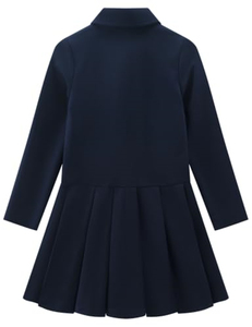 Robe polo à manches longues pour filles, robe plissée, 95% polyester, 5% élasthanne, uniforme scolaire pour enfants - Product Image 3